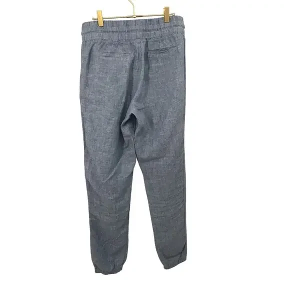 Athleta Cabo Linen Jogger Light Wash Chambray Pants Size 8 Tall - Picture 5 of 7